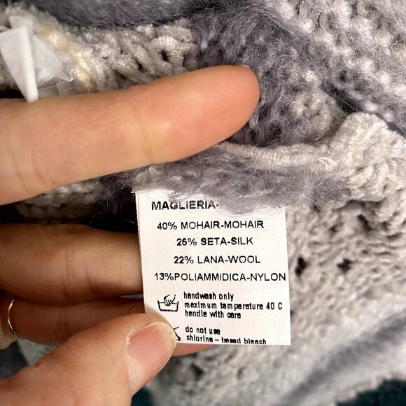 Dune Studios Italy Long Line Striped Knit Hooded Cardigan Sweater Large - Picture 5 of 7